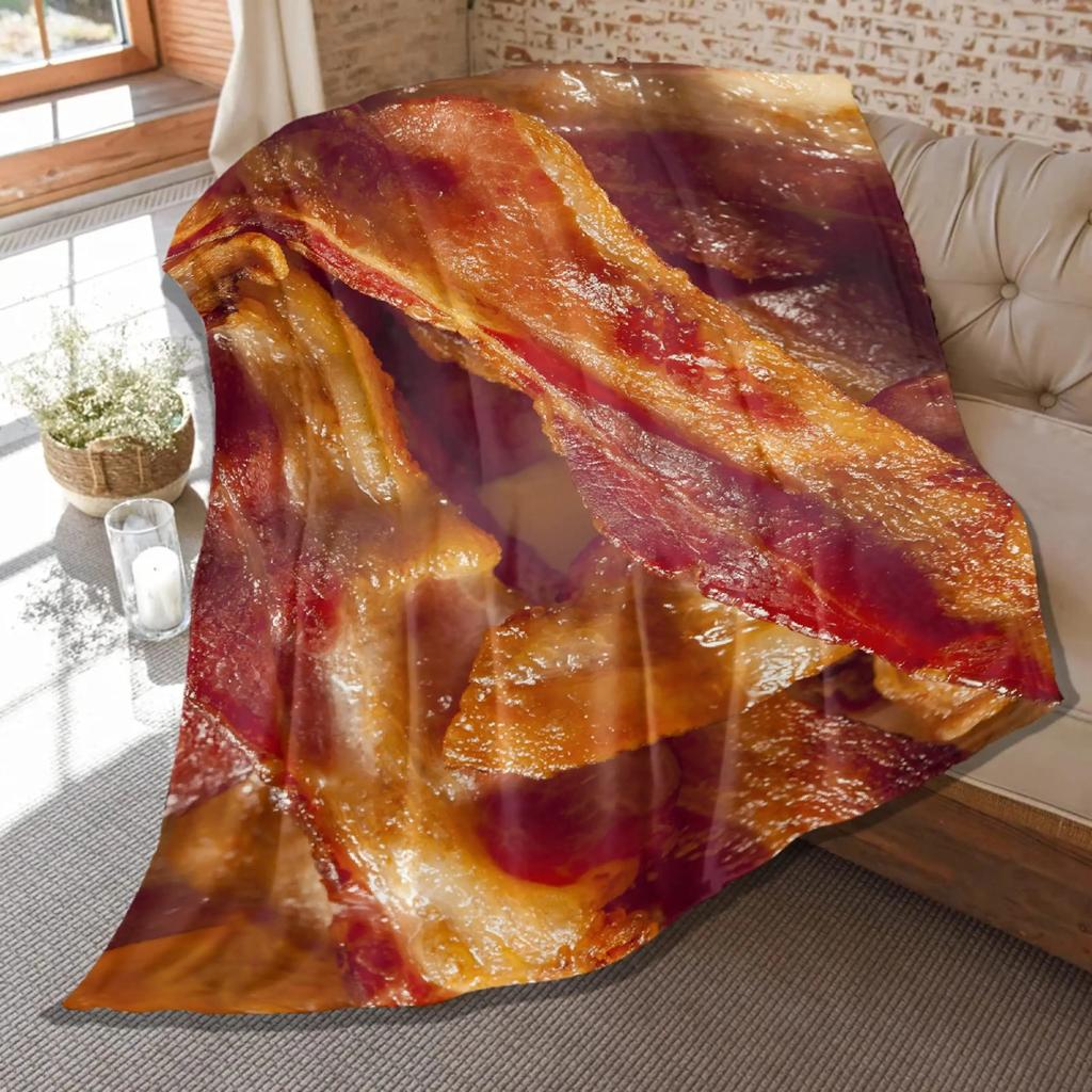 Pizza Blanket Throw Sausage Pizza Flannel Blanket for Kids Teen Boys Girls Fast Food Themed King Queen Full Size Super Soft Warm