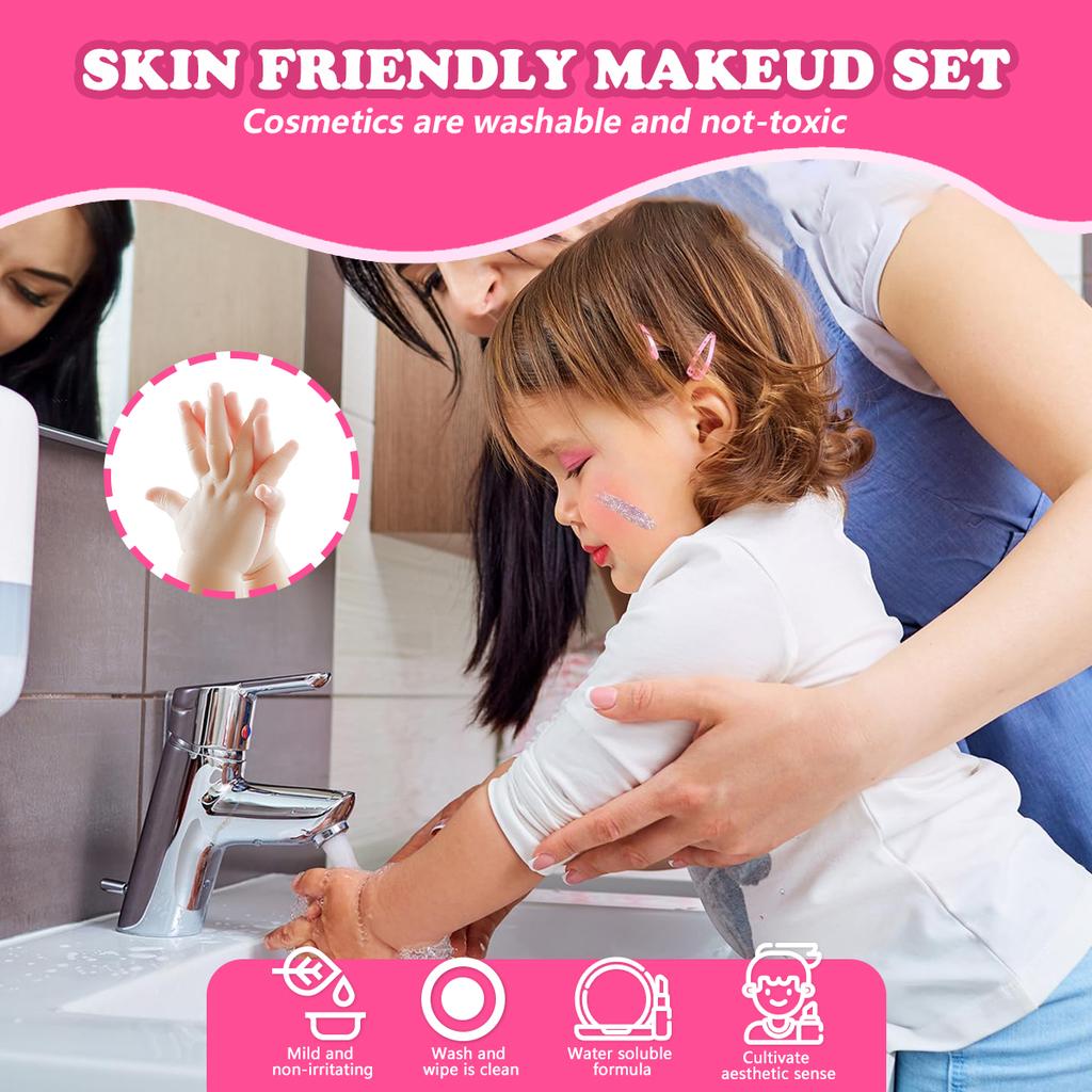 Children'S Water-Soluble Makeup Set Safe, Non-Toxic, Washable, Rich Eye Shadow, Lip Gloss, Family Toy