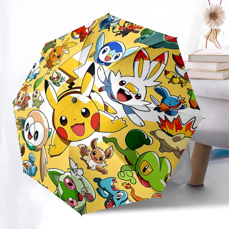 

1pc Pikachu & Friends Umbrella: Automatic Opening/Closing, Portable 3-Fold Design, 8-Bone Iron Frame, Outdoor Umbrella, Perfect Gift for Fans, Travele