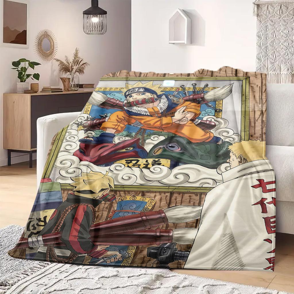 Naruto Cartoon Flannel Blanket Vibrant Printed Pattern Fit For Bedroom Sofa Bed Chair Travel Picnic -HE20