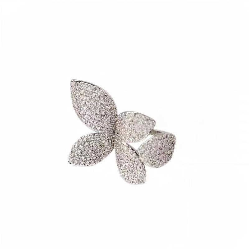 Korean Rhinestone Flower Ring: Elegant, Versatile Index Finger Jewelry for Women