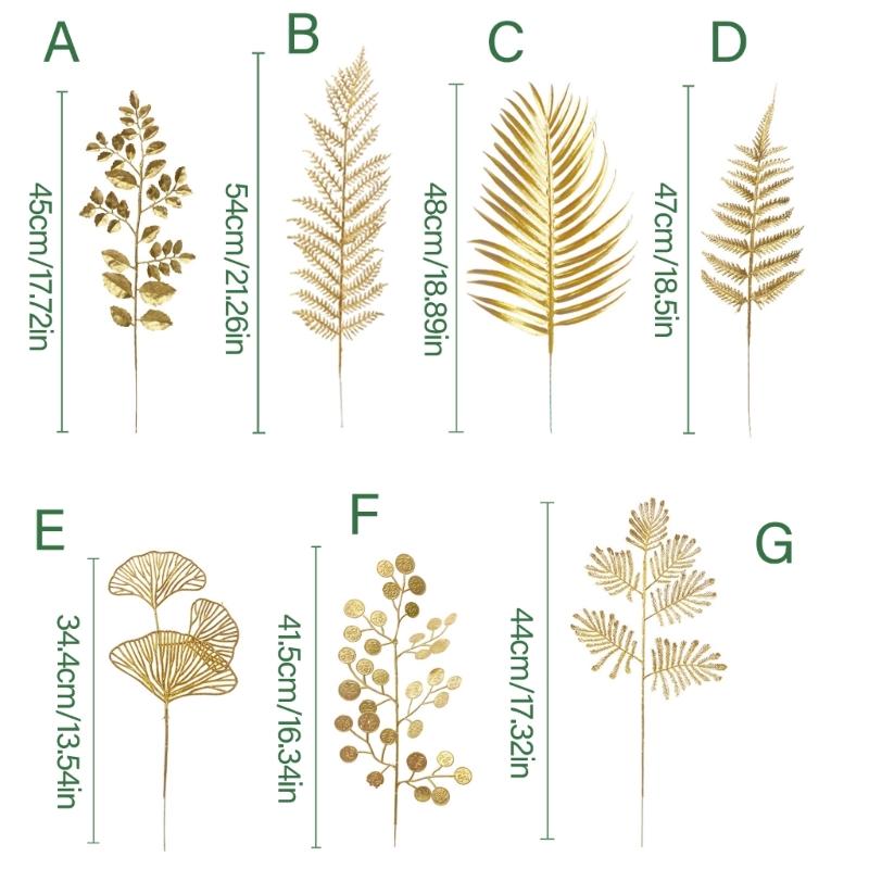 10Pcs Realistic Artificial Leaf Decorative Golden Leaves For Vase Arrangements Wedding Party Spring Festival Decoration