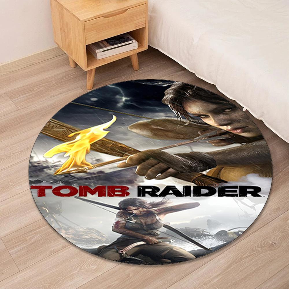 Tomb Raider Printed Round Rug Carpet Chair Rug Area Rug Entryway Doormats,for Office Chair Living Room Bedroom Kitchen Room.
