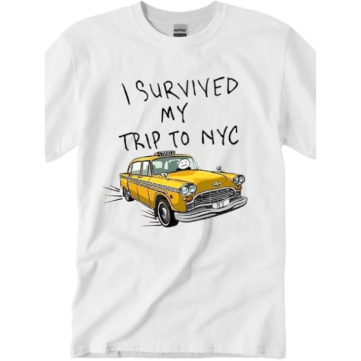 I Survived My Trip to NYC T-Shirt Funny Survived My Trip to New York Shirt Unisex Casual Short Sleeve Graphic Tees S чёрный