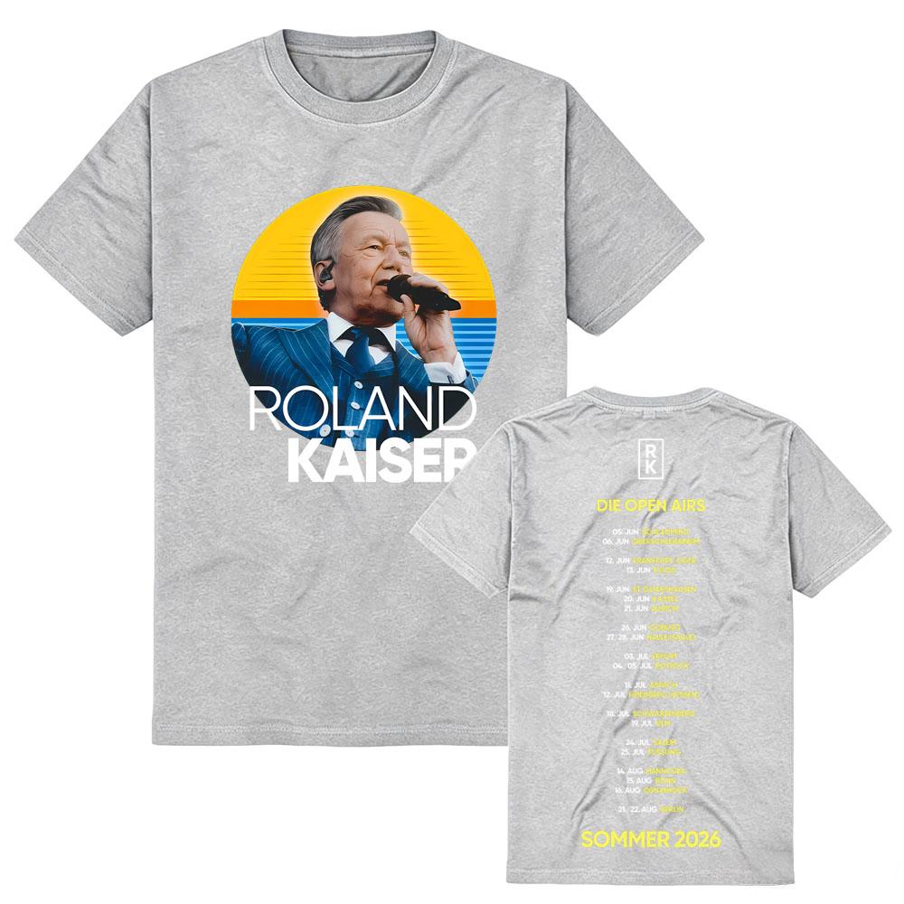 חולצות טי סיבוב הופעות קיץ בחוץ 2026 Roland Kaiser וינטג' רוק טי Streetwear רטרו טוטם שקיעה כותנה טהורה רכה יוניסקס