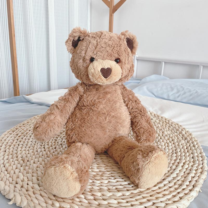 40 cm Schattige Krullende Hartvormige Teddybeer Pluche Speelgoed Knuffelbeer Poppen Kinderverjaardagscadeaus Kussen Teddybeer Pop Huis Woonkamer Decoratie 40cm beige