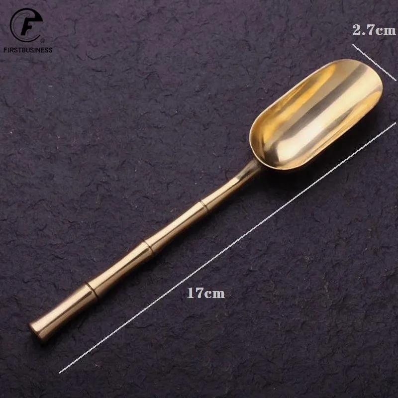 

Латунний мідний набір столового посуду Ложка Чайна ложка Десертна кава Ложки для морозива Кухонні аксесуари Барні інструменти Новий бамбук Креатив