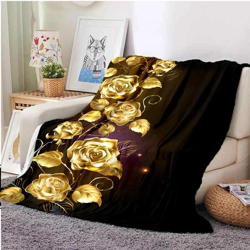 Red Roses Water Droplets Flannel Throw Blanket Valentine's Day Gift for Girls Women King Queen Size for Couch Sofa Living Room