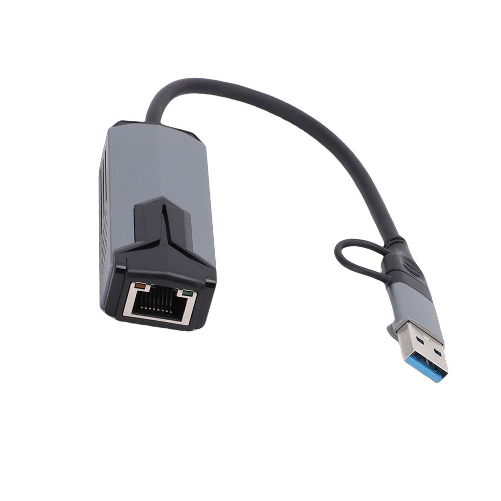 5G USB 3.0 Ethernet Adapter 5000Mbps High Speed 2 in 1 USB A Type C to RJ45 LAN Adapter for PC Laptop