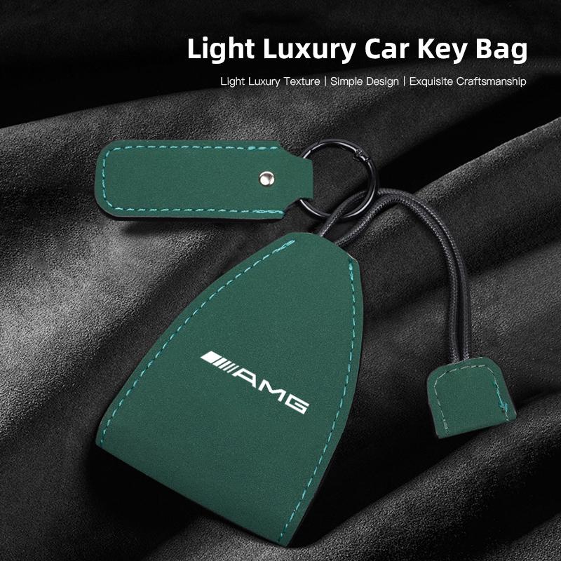 Car Logo Keychains Selected Suede Leather Car Key Bag For Mercedes Benz AMG Smart Fortwo 451 450 453 EQ Forfour Coupe Cabrio 451