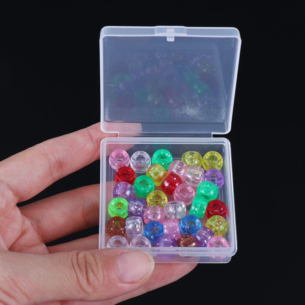 1Pcs Transparent Plastic Beads Storage Box Small Items Crafts Hardware Storage Square Container Case Jewelry Organizer Case