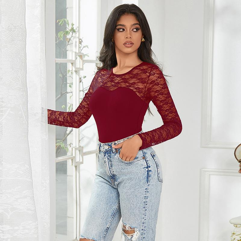 

Сексуальное нижнее белье сетка сращивание длинные рукава свободный брать сексуальный весна и осень кружевной комбинезон облегающий внутри и снаружи 3XL(INTL.2XL)