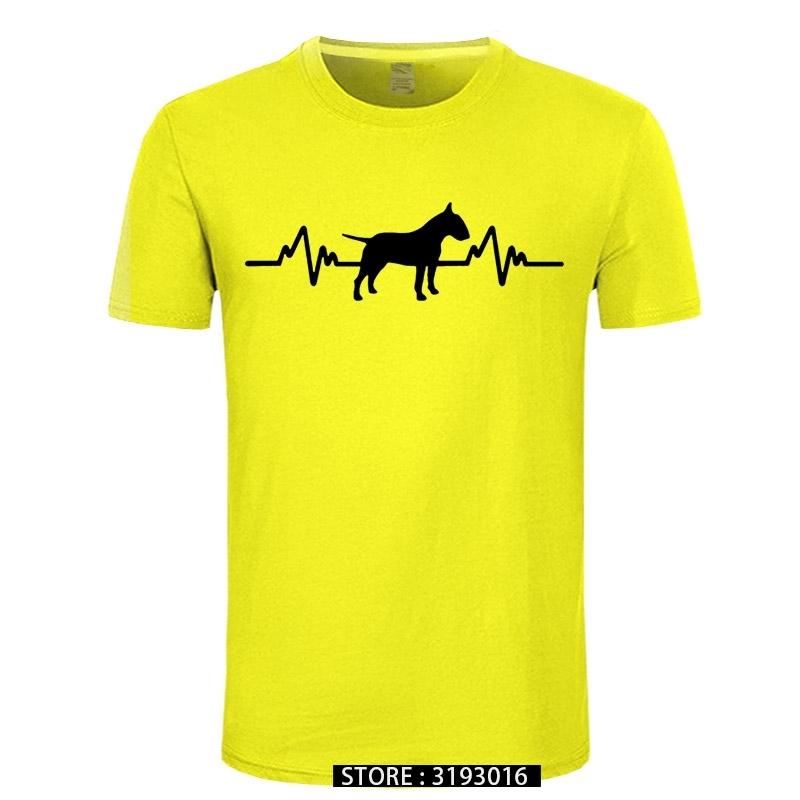Funny Heartbeat English Bull Terrier Dog T Shirt Men Custom Pattern Cotton Short Sleeve Man Joke Present Tshirt Christmas