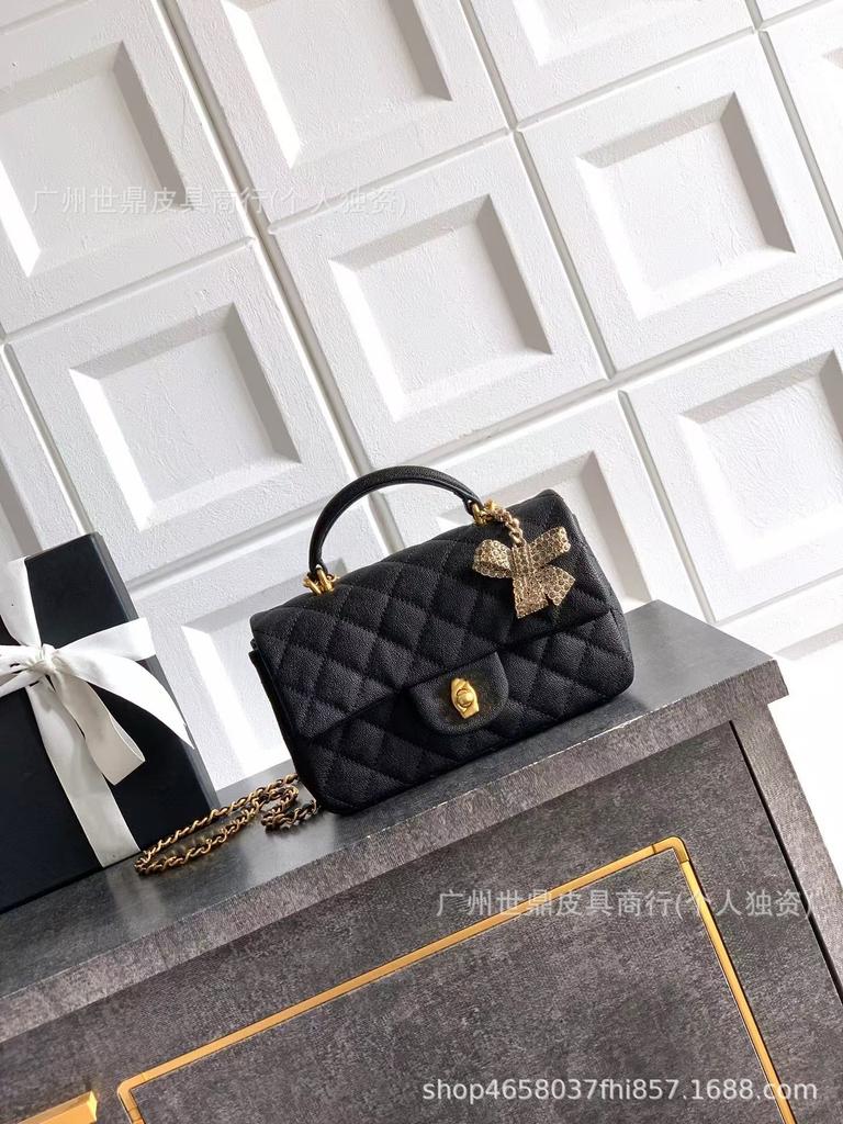 High-quality New Mini25K Bow  Style Sheepskin Diamond-grid Chain Bag Portable Single Shoulder Flip