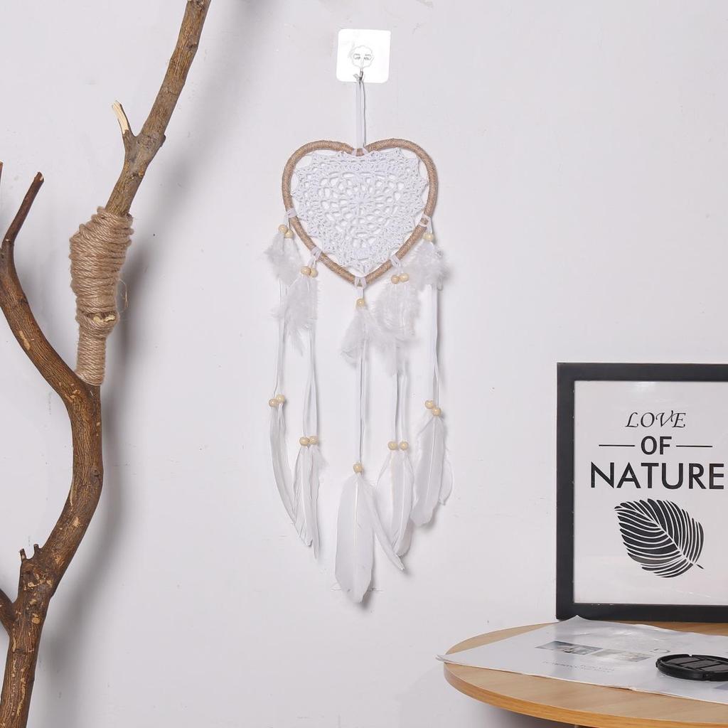 Ręcznie robiony Dziewczęcy Łapacz Snów: Wisząca ozdoba ścienna w kształcie serca na dekorację ślubną