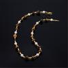 Natural Tigers Eye Stone And Pearls Beaded Necklace Handcrafted Sturdy Hand strung Beaded Necklace For Elegant Occasions