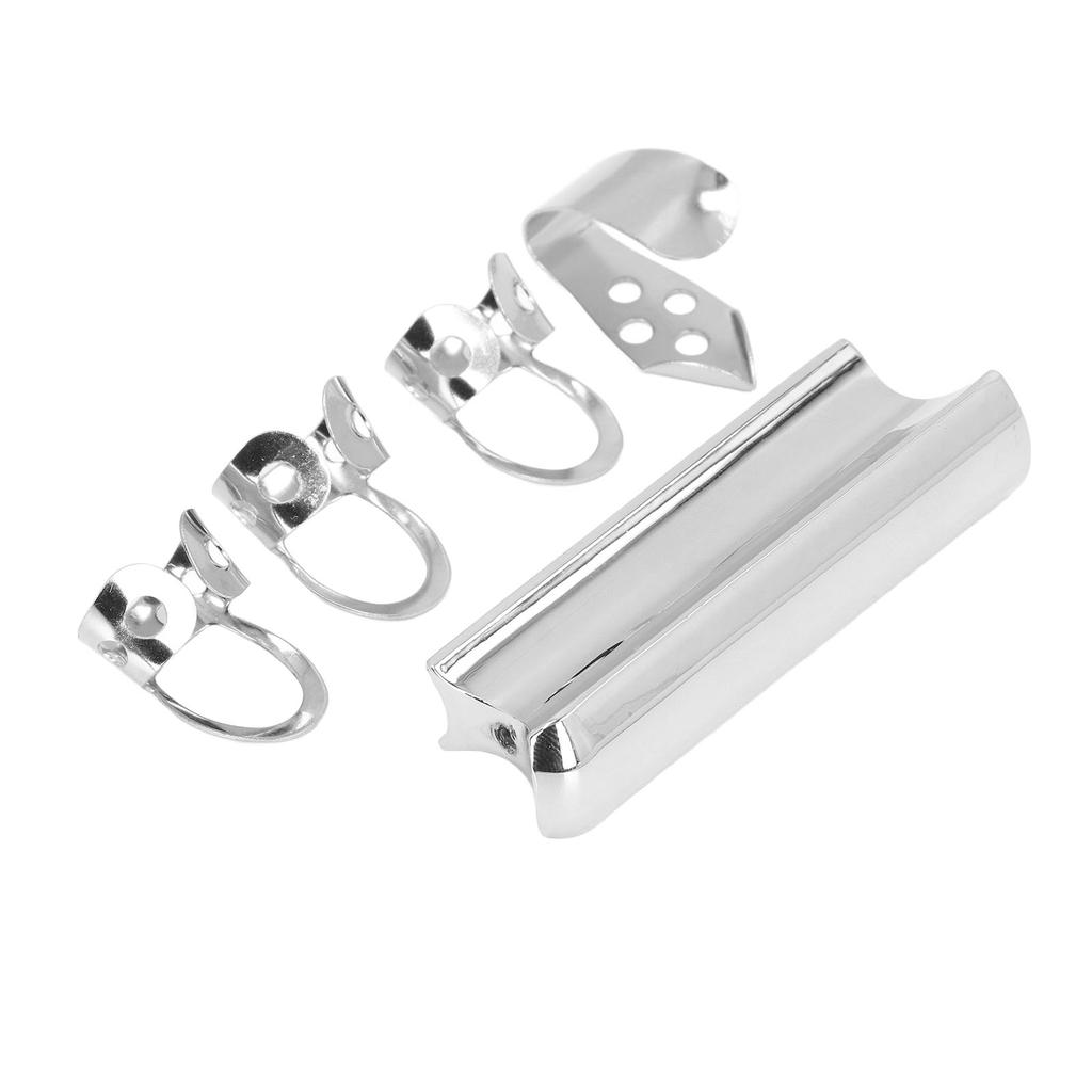 Guitar Slide Tone Bar with Thumb and Finger Picks Solid Stainless Steel Sliding Bar for Hawaiian Ele