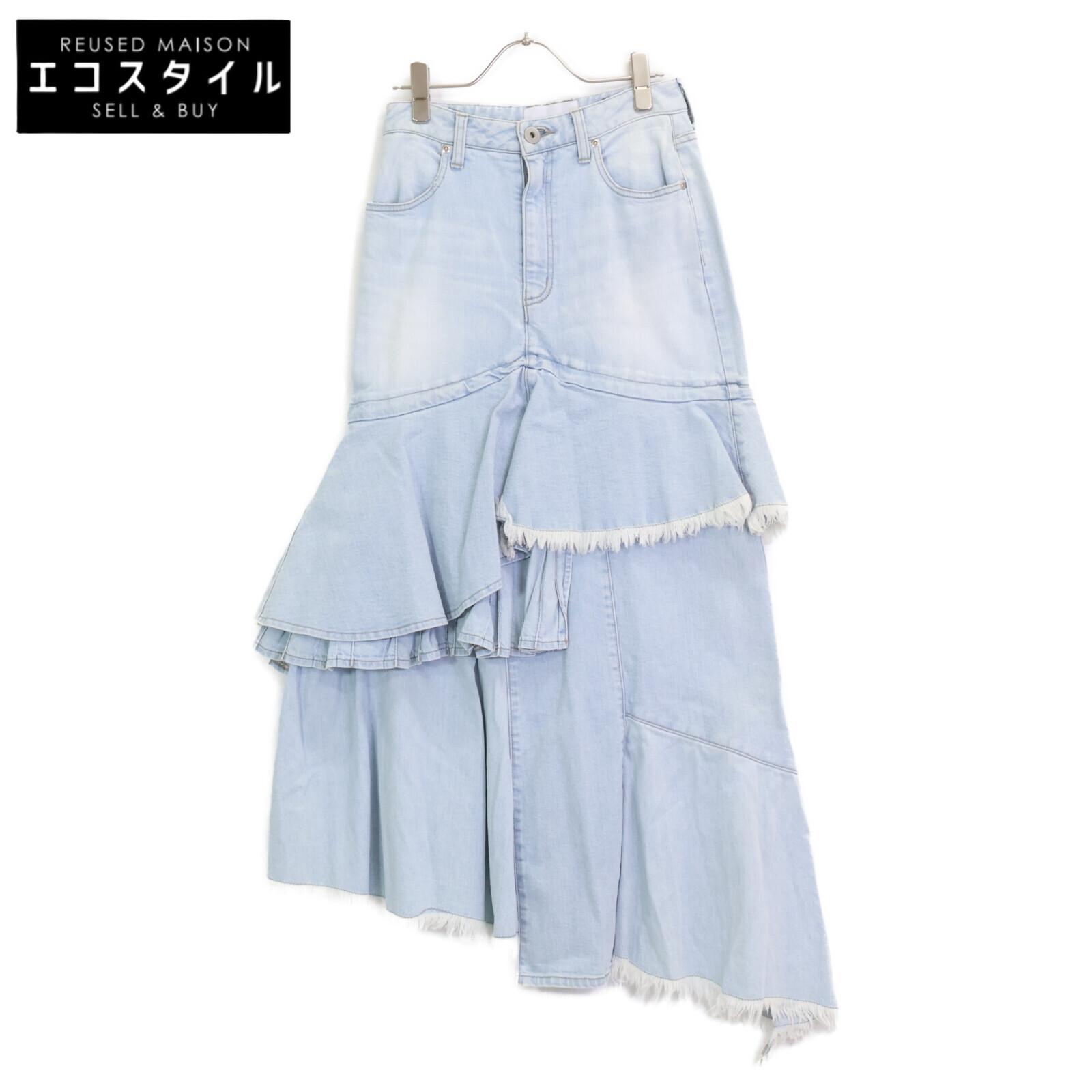 

UN3D Light Blue Tea Art Denim Skirt skirt 38 Light blueUsed