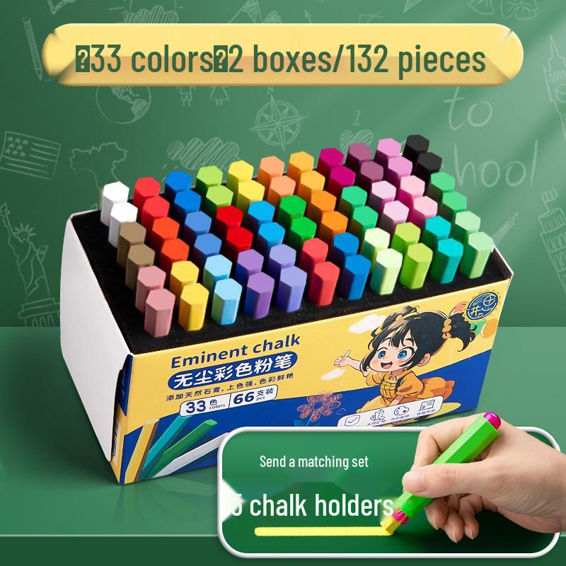 Dust-Free Bright Color Chalk for Kids - Keeps Hands Clean, Ideal for Teachers and Home Use.