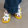 Bear casual fluffy shoes women's 2025 autumn and winter fashion three-dimensional cute cartoon outer wear versatile one-word cotton slippers
