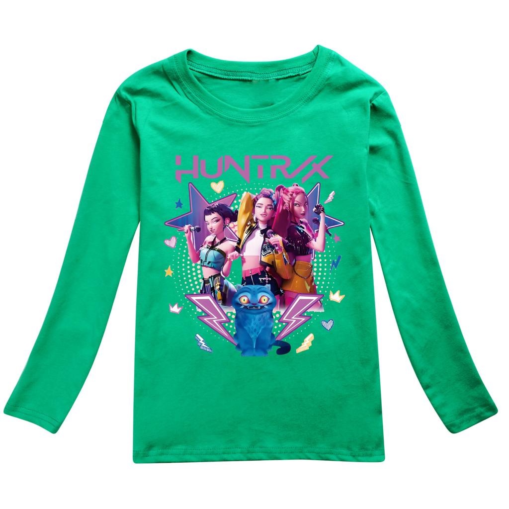 Kpop Witch Hunting Boys Girls Comfortable Soft Cute Style Printed Cotton Long Sleeve Daily T-shirt