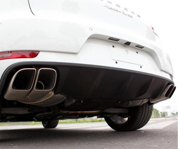 Black Titanium Mirror Silver Quad Exhaust Tips for 2014-2021 Porsche Macan/Cayenne Turbo