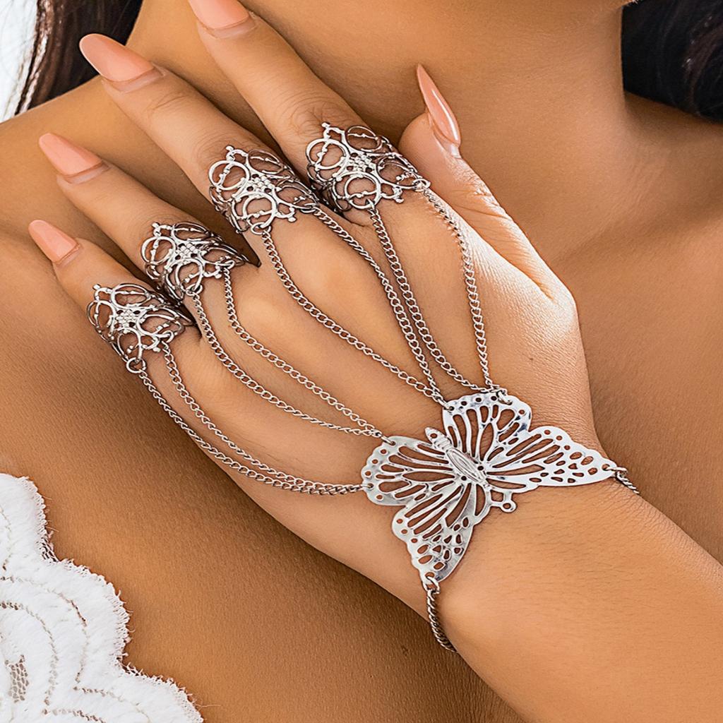 Damen Mode Design Schmetterling Gotisch Personalisiert Fingerarmband Schmuck Zubehör, geeignet für Partys und Urlaubsgeschenke