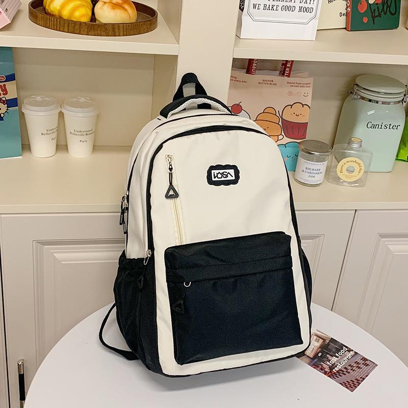 

Школьный рюкзак универсальный контрастный цвет рюкзак новая тенденция рюкзак большой вместимости высокое чувство сумка для коротких поездок сумка для колледжа чёрный