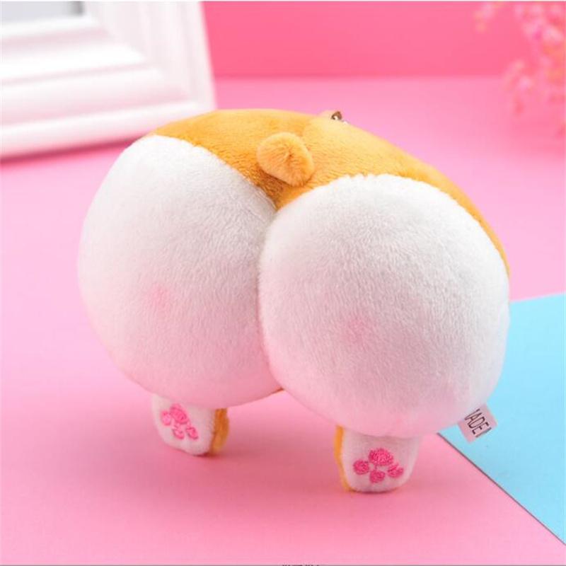 9Cm Cute Cat Butt Plush Toys  Fun Animal Buttocks Corgi Pig Butt Keychain Soft Fidget Toys Female Bag Decoration Student