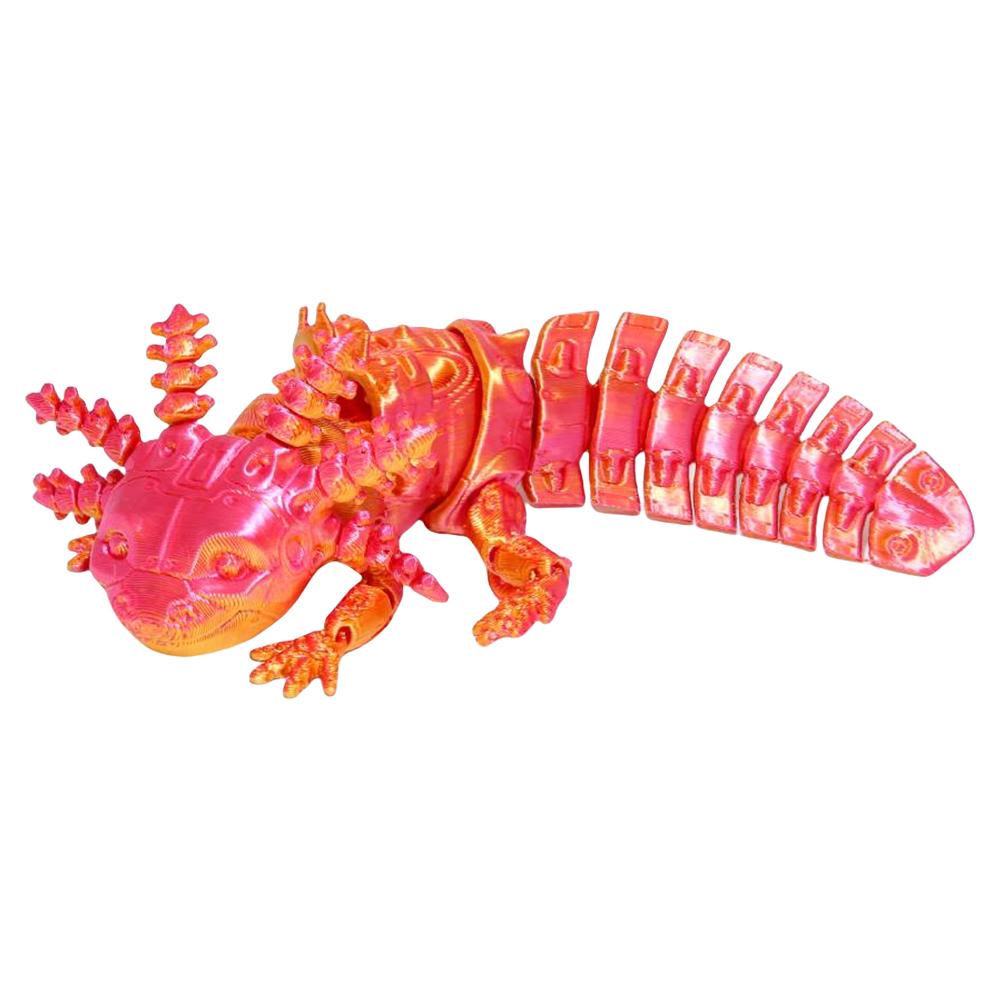 

3D Printed Axolotl Toy Collectible Articulated Mechanical Axolotl Figurine 3D Printed Animal for Stress Relief красный