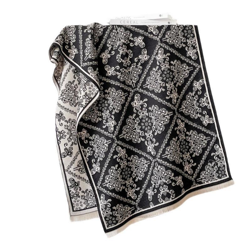 Light luxury imitation cashmere shawl women's clothing with large scarf party shawl air-conditioned room warm scarf blanket