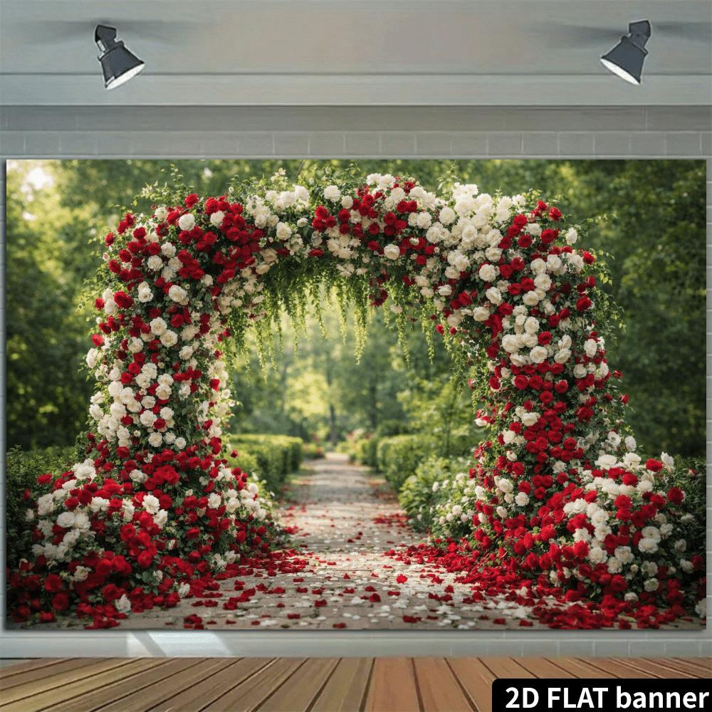 1Pcs Wedding Floral Arch Red White Roses Decoration Background Backdrop For Photo Studio Photo Booth Party
