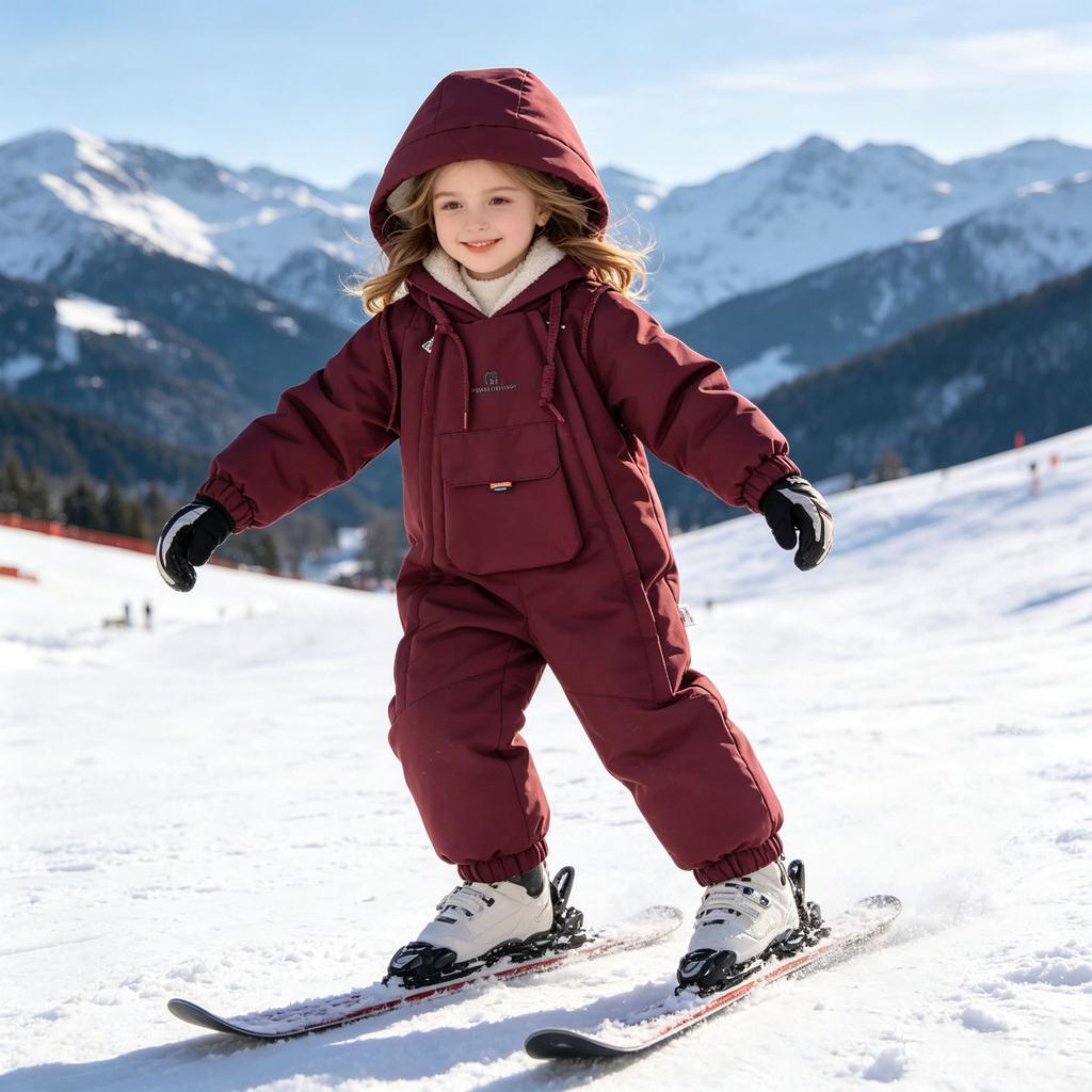 Schneeanzug für Baby Herbst Winter Warm Wasserdicht Overall für Mädchen Jungen Doppelreißverschluss Strampler Mit Kapuze Fleece Mantel Jacke Oberbekleidung Kinder Einteiliger Skianzug