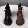 Herbst Winter Damen Motorradstiefel Beliebte Plüsch Warme High-Top Kurze Stiefel Outdoor Wasserdichte Plateau Stiefeletten Damenschuhe