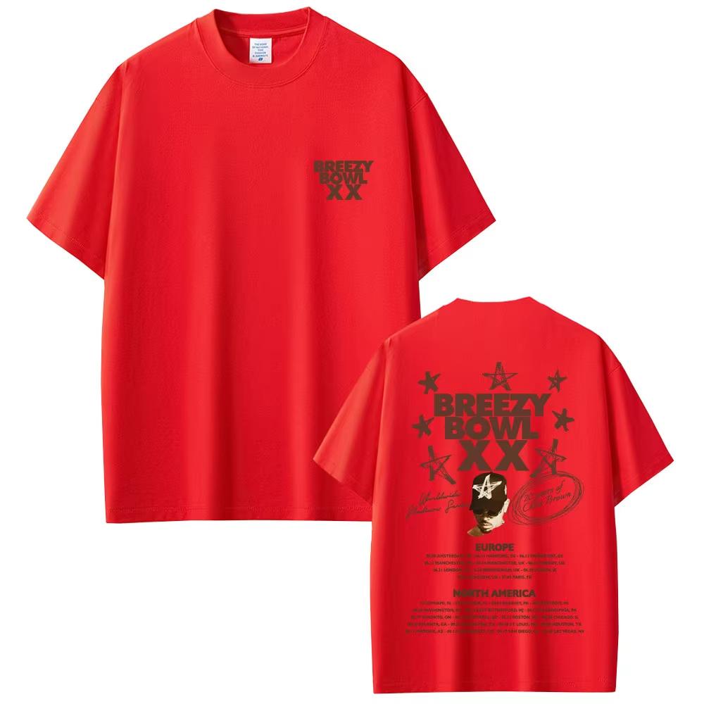 Summer Fashion Trendy Tee Men Women Vintage Top Rapper Chris Brown Breezy Bowl XX Tour 2026 Graphic T-shirt Cott0on Casual Tshirts