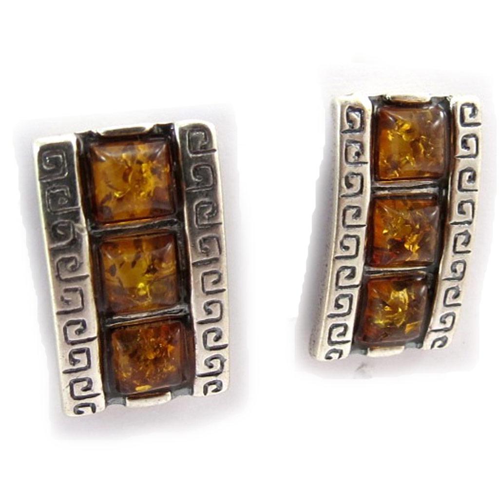 Les Trésors De Lily [K0597] - Stříbrné jantarové náušnice 'Macbeth'