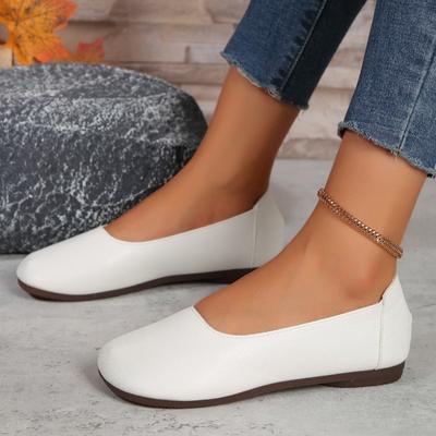 Round Head Spring New Shallow Mouth Single Shoes Soft Leather Inside and Out One Pedal Flat Bottom Casual Large Size Mother Shoes