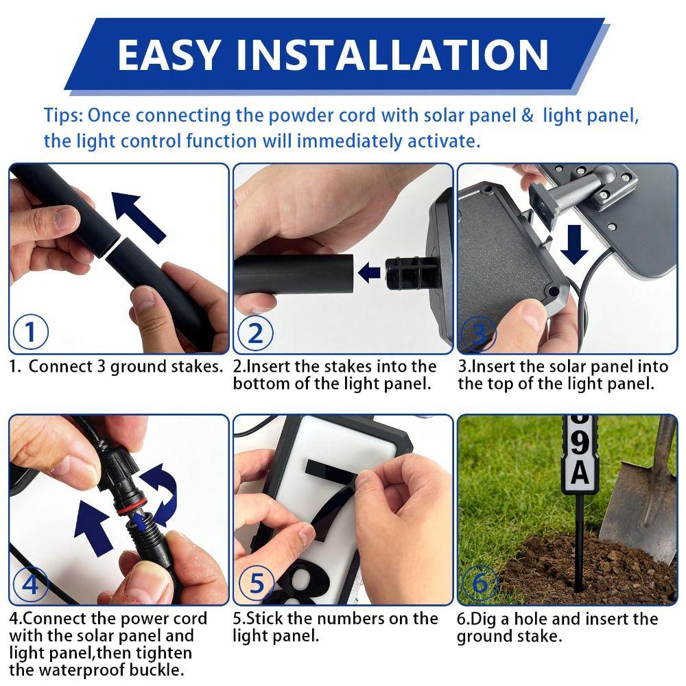 360-Degree Solar Address Sign Auto Illuminates LED House Number Sign  Night Lighting
