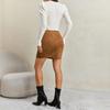 Women's High Waist Skirt with Double Pockets and Zipper - Bodycon Casual Short Skirt