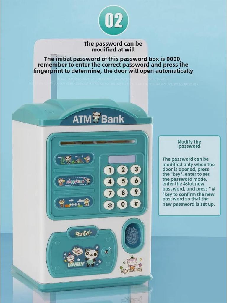 Automatic ATM Piggy Bank Toy with Fingerprint Sensor - Children's Birthday Gift