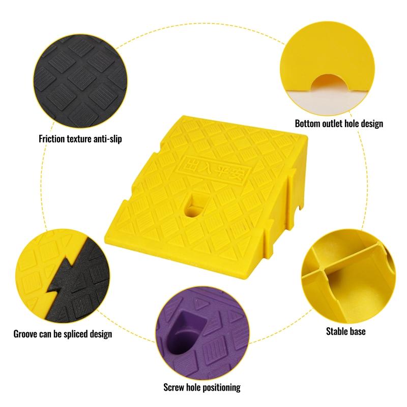 Plastic Curbs Slope Heavy Rubber Curbs Slope Automotive Car Slope for Driveway Sidewalks Step Wheelchair Strollers