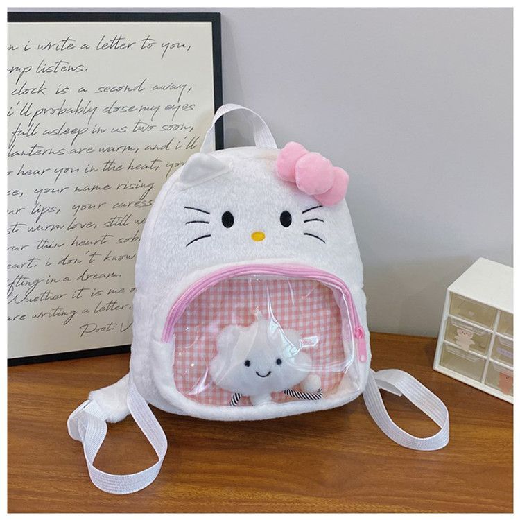 Backpack Sanrio Cinnamoroll Kuromi Plush Large Capacity Cute Cartoon Kawaii Shoulder Bag For Girls Student School Travel Daily