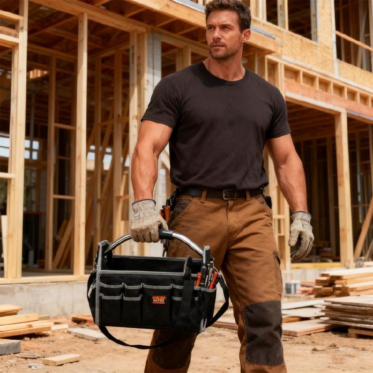 Sturdy Water Resistant Hand Carry Tool Organizer With Multiple Pockets And Reinforced Bottom For Mechanics And Technical Workers