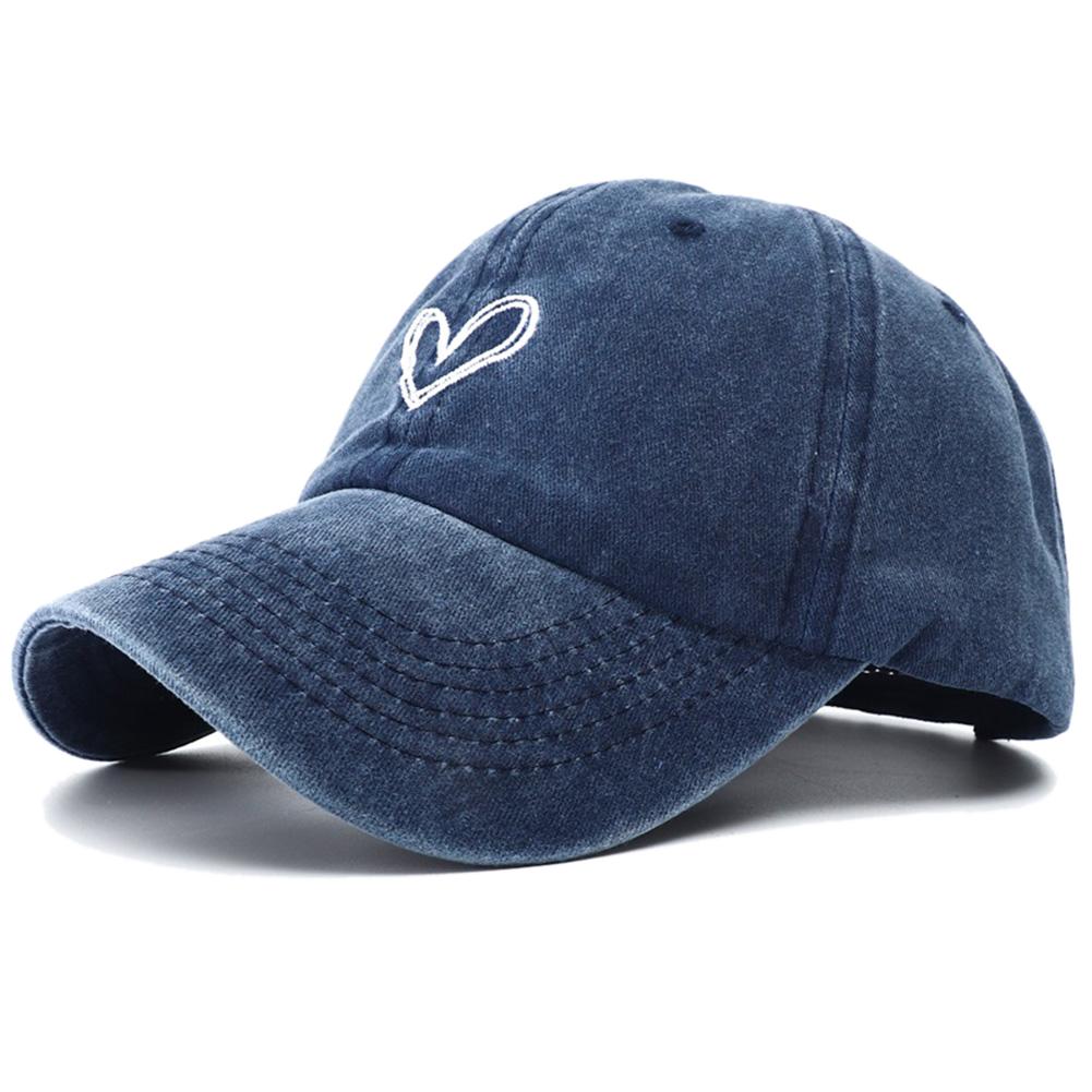 Black Vintage Fashionable Trendy Women Cap Snapback Adjustable Hat Baseball Cotton Washed Stitching Embroidered Heart Love Cute New Brand Latest