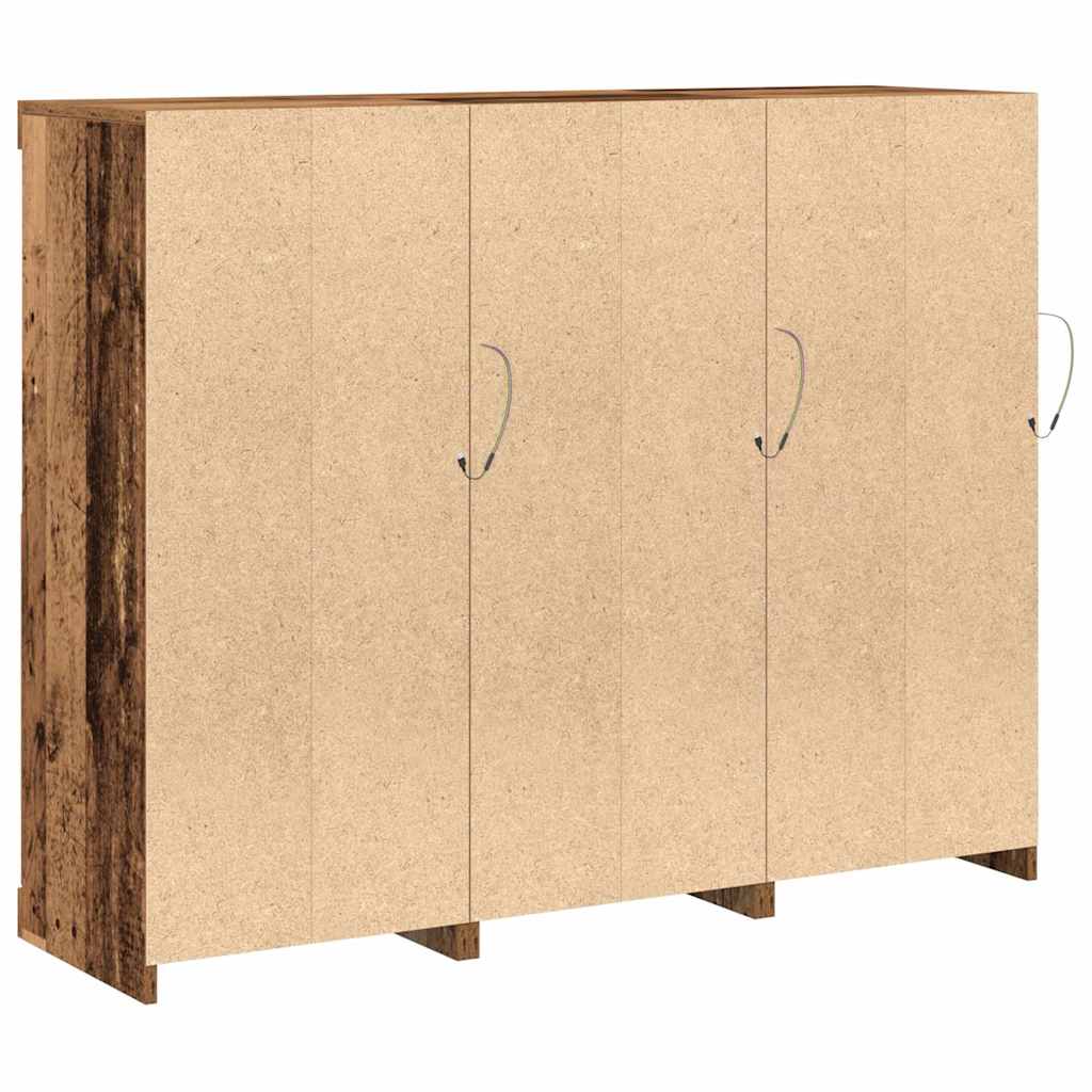 LED Sideboard 3 pcs Reclaimed Wood Look 123 x 37 x 100 cm Particleboard