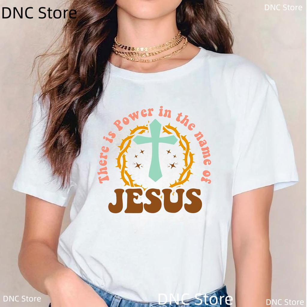 Retro Western Happy Easter Jesus Letter Print Femne Tshirt Fashion Harajuku White O-Neck Shirt Tops Women'S T-Shirt Wholesale