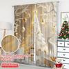 2 Pcs 2D Gold Christmas Wonderland Print Curtains – Elegant Decor for Bedroom Office Living Room Kitchen