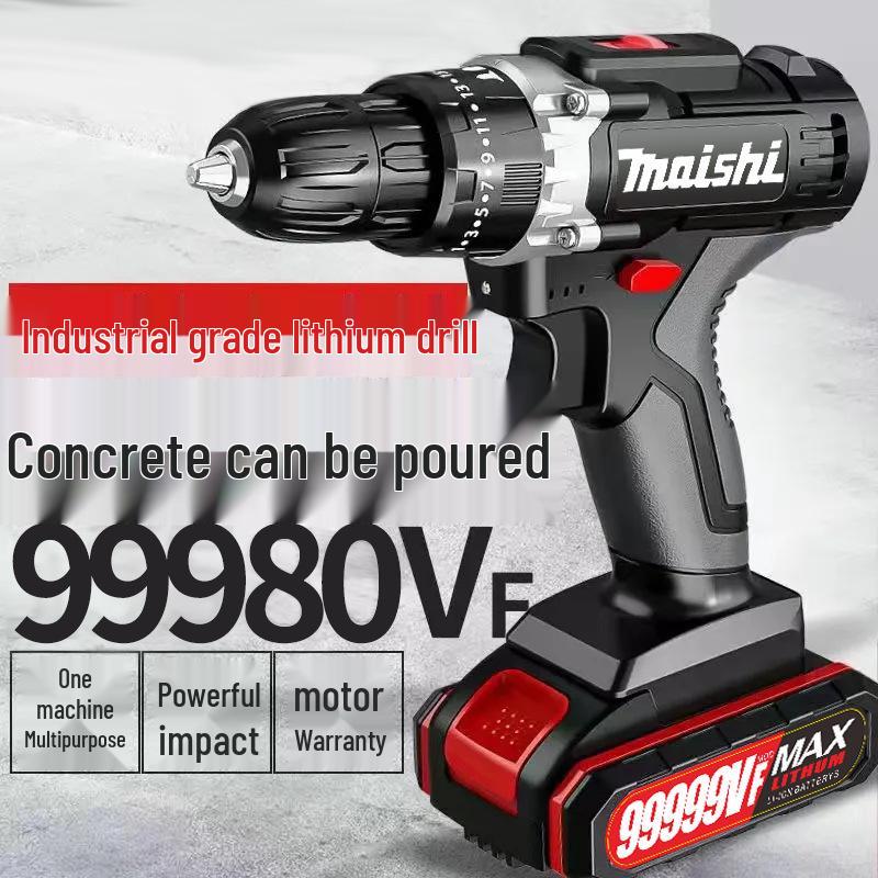 Industrial Electric Drill: High-Power, Dual-Speed, Lithium Battery, Impact Drill, Multi-Function Screwdriver