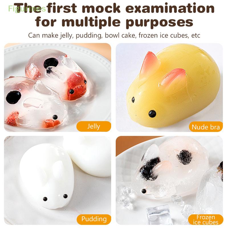 3D Silicone Rabbit Mold for Fondant Bunny Chocolate Cake 2/6-Cavity Mousse Dessert Baking Decoration Tool
