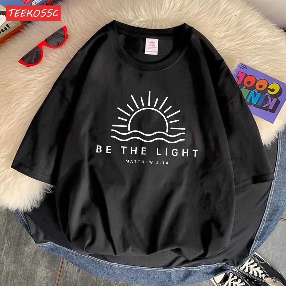 Be The Light Matthew 5:14 Male T Shirt Graphic Cotton T Shirts High-Quality Loose T-Shirt Fashion Short Sleeved